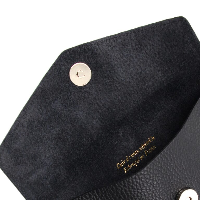 JULES & JENN - Pochette enveloppe cuir upcyclé grainé noir