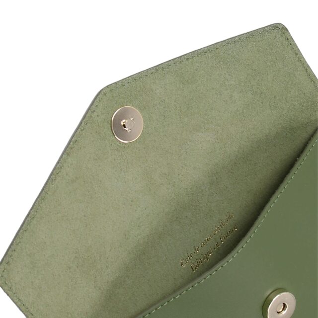 JULES & JENN - Pochette enveloppe cuir lisse upcyclé kaki