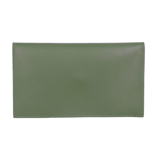 JULES & JENN - Pochette enveloppe cuir lisse upcyclé kaki