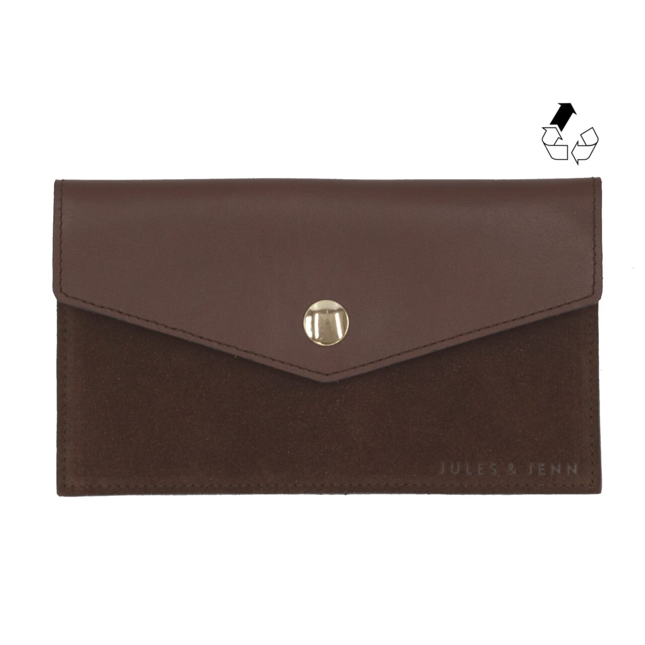 pochette enveloppe cuir upcycle marron 1 JULES & JENN - Pochette enveloppe cuir upcyclé marron