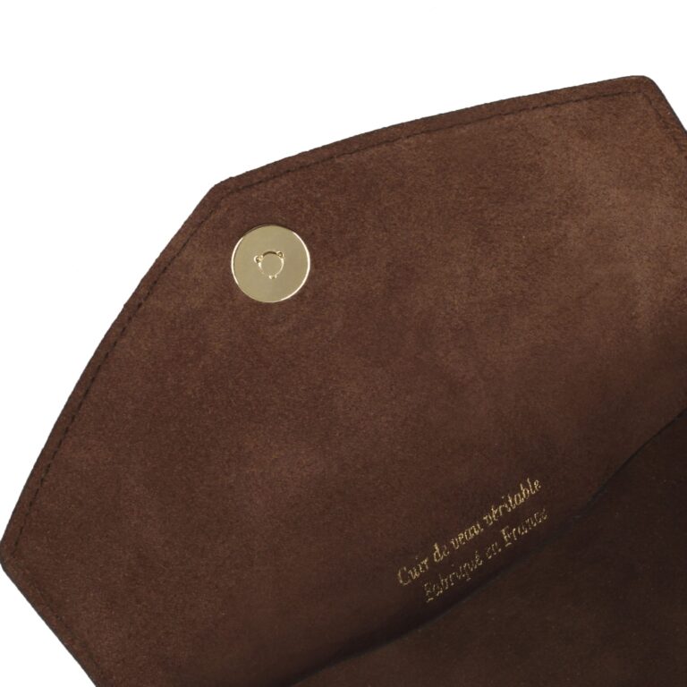JULES & JENN - Pochette enveloppe cuir upcyclé marron