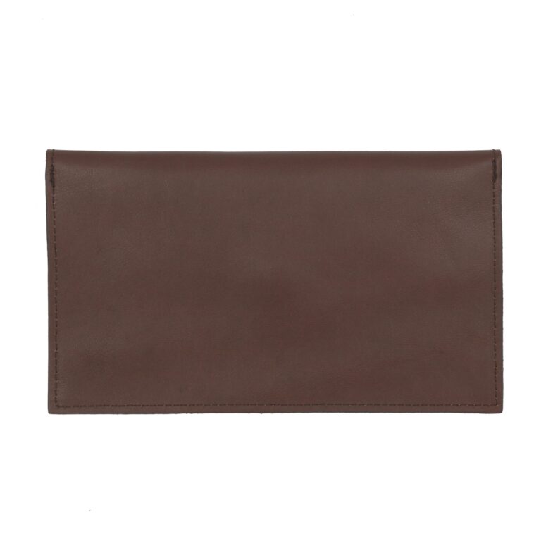 JULES & JENN - Pochette enveloppe cuir upcyclé marron