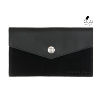 JULES & JENN - Pochette enveloppe cuir upcyclé noir