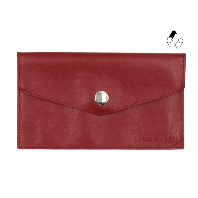JULES & JENN - Pochette cuir lisse upcyclé rouge