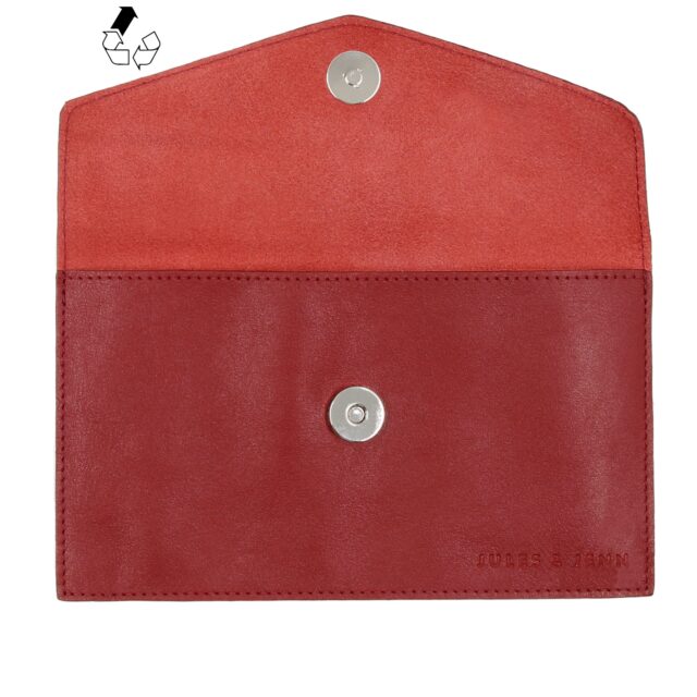 JULES & JENN - Pochette cuir lisse upcyclé rouge