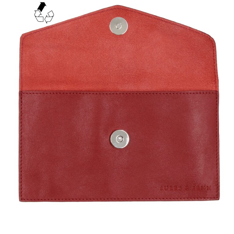 JULES & JENN - Pochette cuir lisse upcyclé rouge