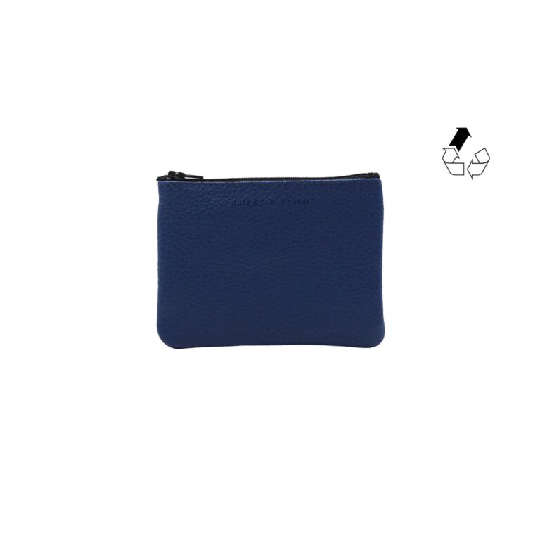 JULES & JENN - Pochette cuir grainé upcyclé bleu royal - Petit modèle