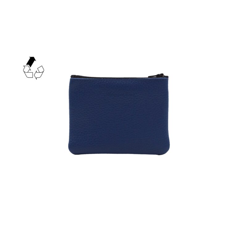 JULES & JENN - Pochette cuir grainé upcyclé bleu royal - Petit modèle