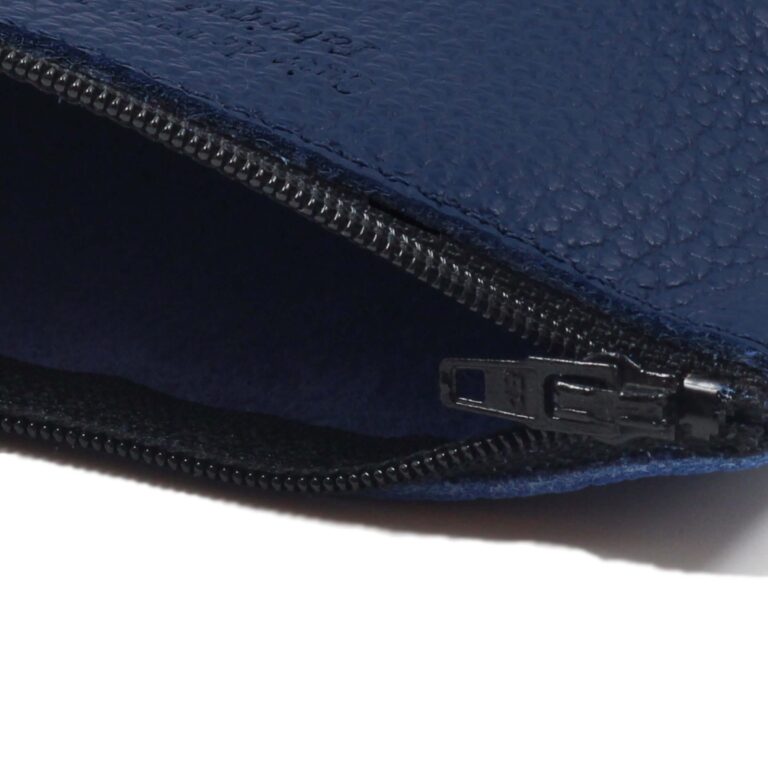 JULES & JENN - Pochette cuir grainé upcyclé bleu royal - Petit modèle