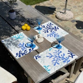 Fleur de Soleil - Set de table enduit Corail bleu