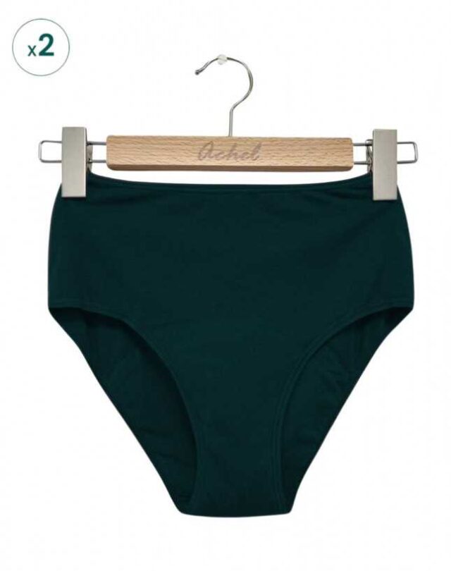 3x culottes menstruelles taille haute noir Lemahieu - 2x Culottes Menstruelles Taille Haute - Vert Cyprès | Made In France | Lemahieu