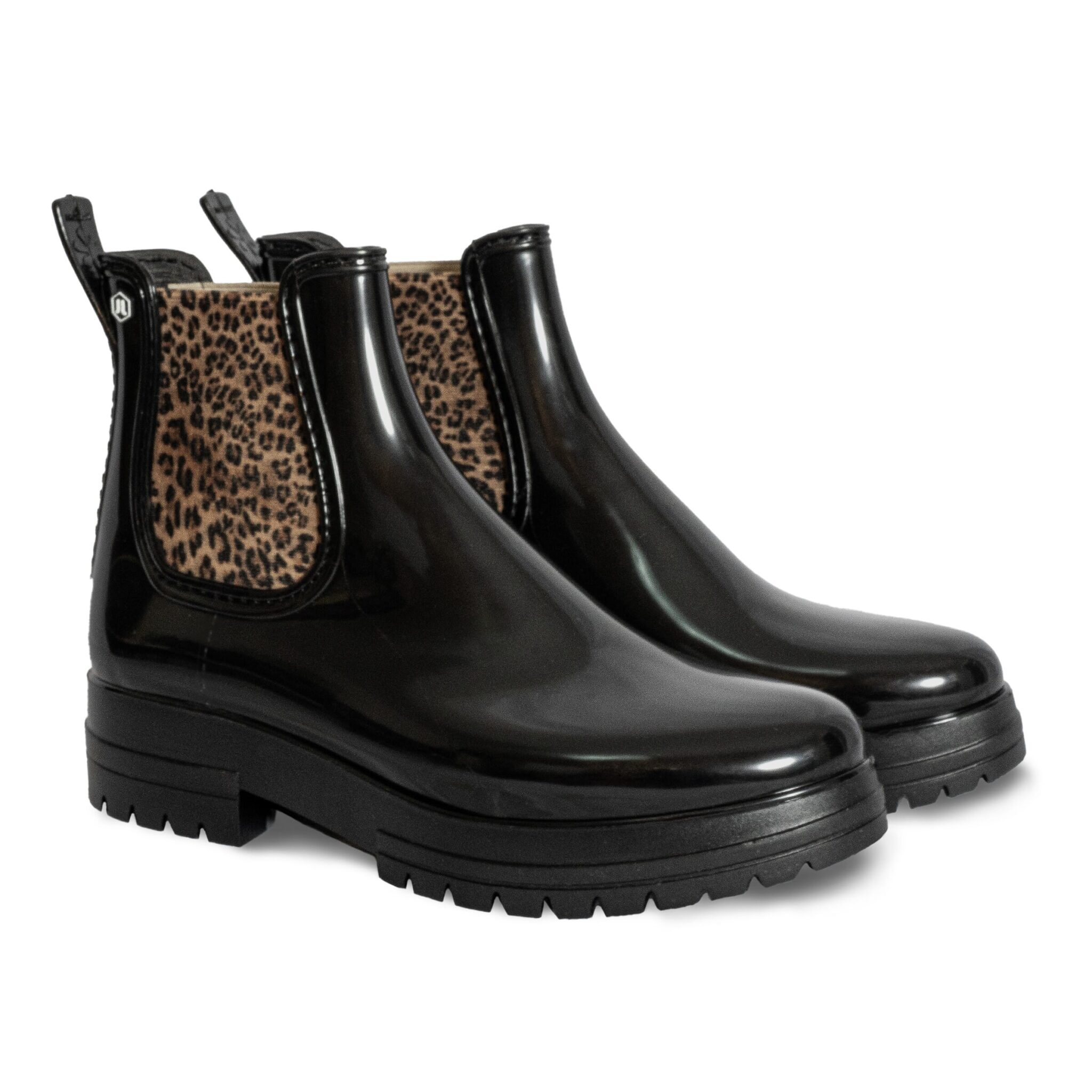 Bottines en caoutchouc et tissu - Camel
