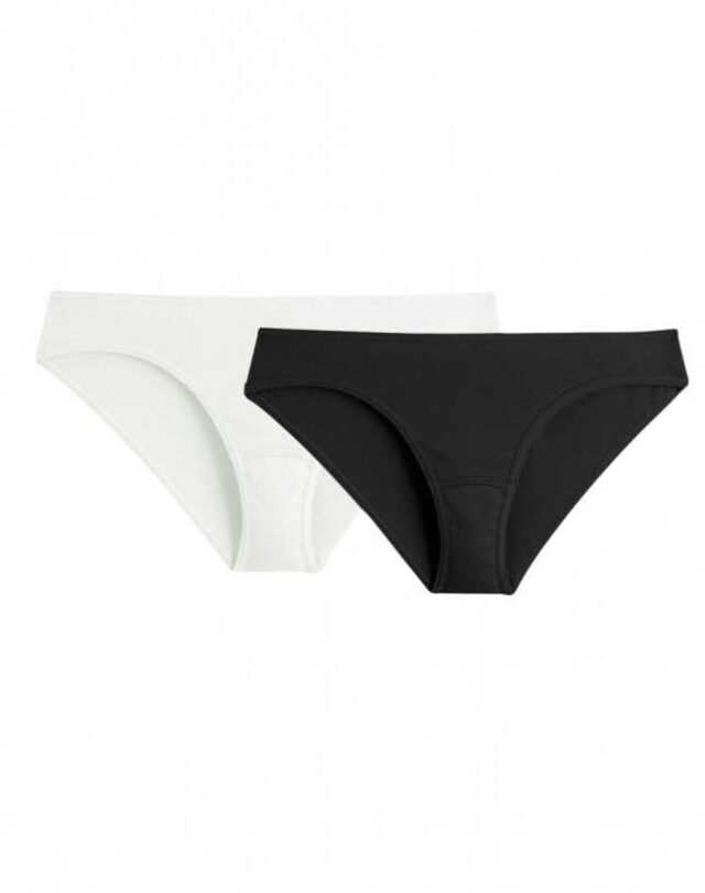 lot de 2 culotte 100 coton bio noir blanc Lemahieu - 2x Culottes 100% En Coton Bio - Noir + Blanc | Made In France | Lemahieu
