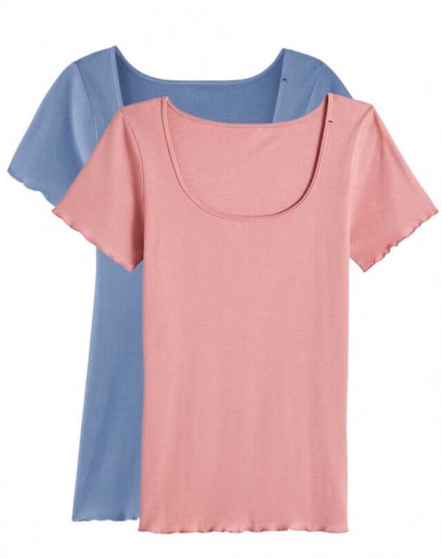 Lemahieu - 2x T-shirts En Coton Bio - Rose + Bleu Océan - Femme  | Made In France | Lemahieu