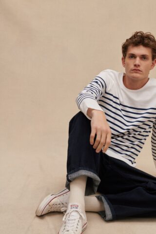 Marinière Marine Nationale blanche et marine pour homme par la marque Le Minor Le Minor - Marinière Marine Nationale blanche et marine pour homme