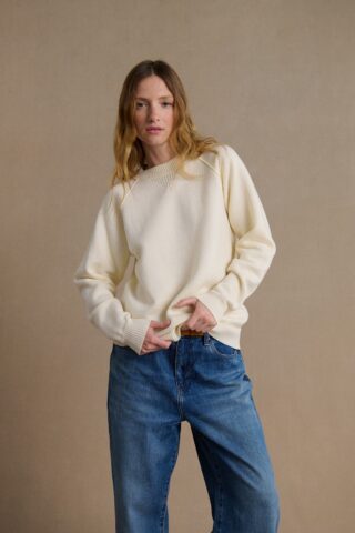 Le Minor - Sweat écru en laine mérinos pour femme
