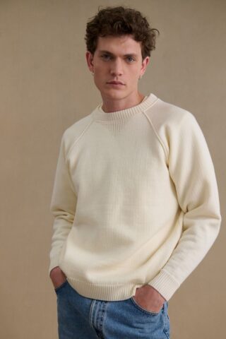 Le Minor - Sweat écru en laine mérinos pour homme