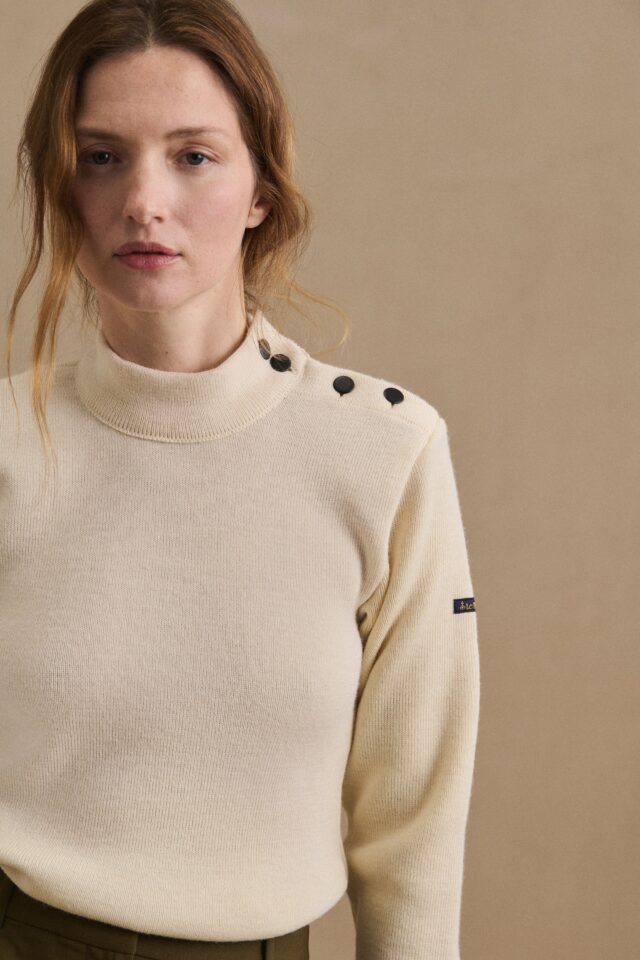 Pull marin écru pour femme par la marque Le Minor Le Minor - Pull marin écru pour femme