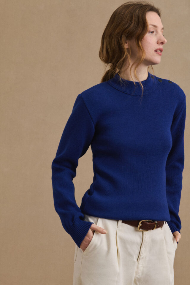 Pull marin bleu roi pour femme par la marque Le Minor Le Minor - Pull marin bleu roi pour femme