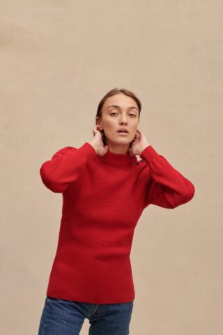 Le Minor - Pull marin rouge pour femme