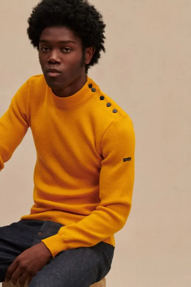 Le Minor - Pull marin jaune pour homme