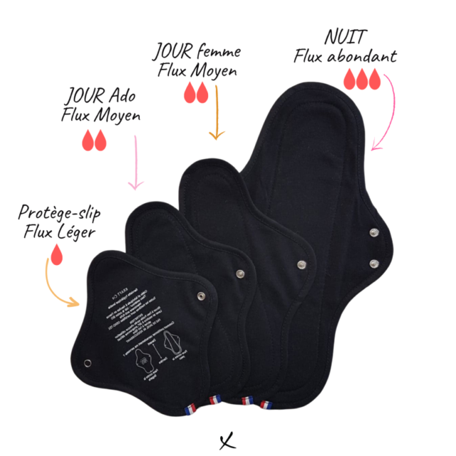 Direct et Culottée - Serviette hygiénique lavable en coton bio - Fabriqué en France