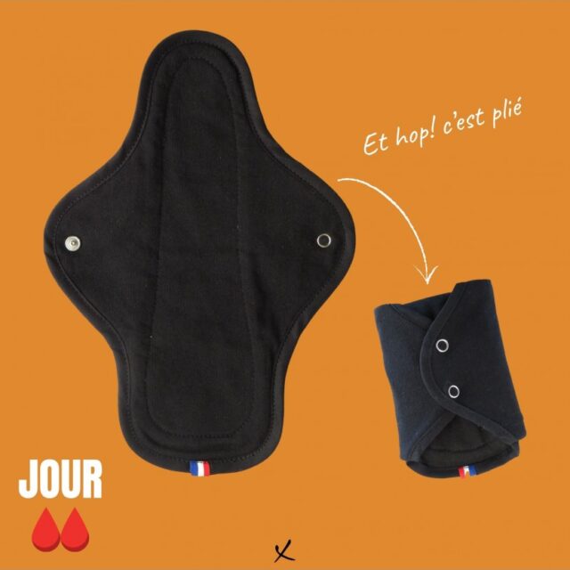 Direct et Culottée - Serviette hygiénique lavable en coton bio - Fabriqué en France