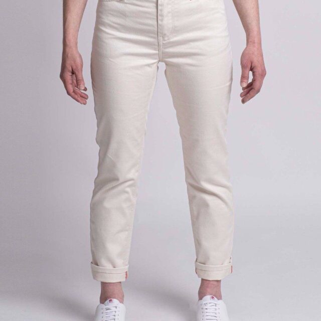 1083 - JEANS DROIT 201H 7/8ème  taille haute coton bio denimoriginal uni ecru