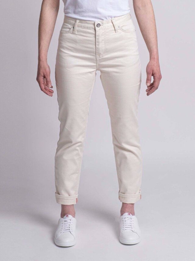 1083 - JEANS DROIT 201H 7/8ème  taille haute coton bio denimoriginal uni ecru