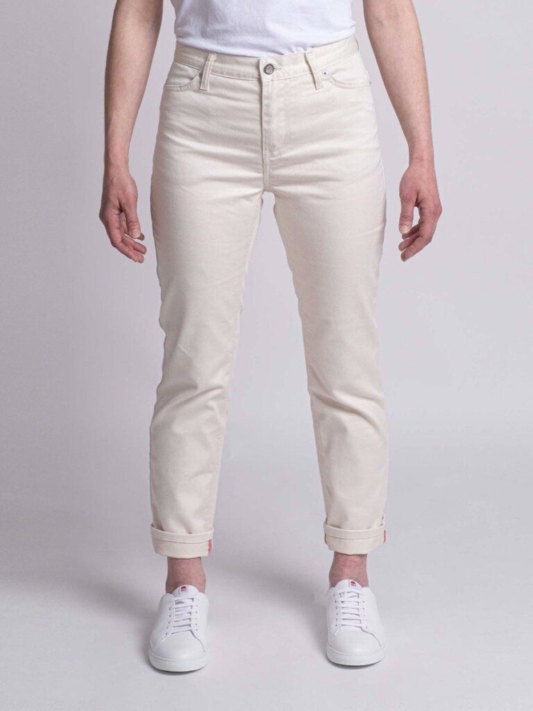 1083 - JEANS DROIT 201H 7/8ème taille haute coton bio denimoriginal uni ecru