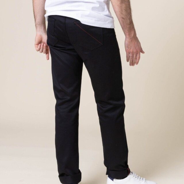1083 - JEANS DROIT 101N coton bio denimoriginal uni noir Homme