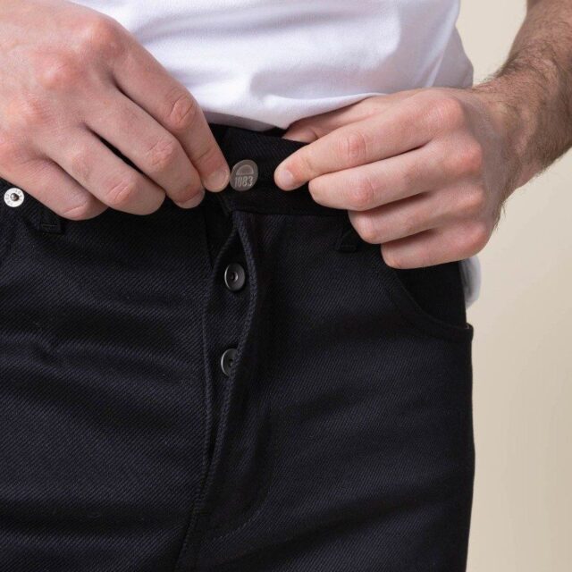 1083 - JEANS DROIT 101N coton bio denimoriginal uni noir Homme