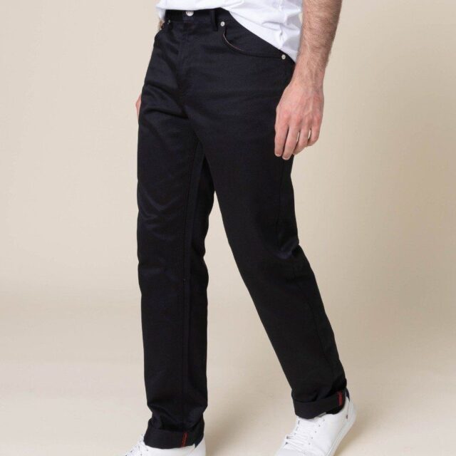 1083 - JEANS DROIT 101N coton bio denimoriginal uni noir Homme