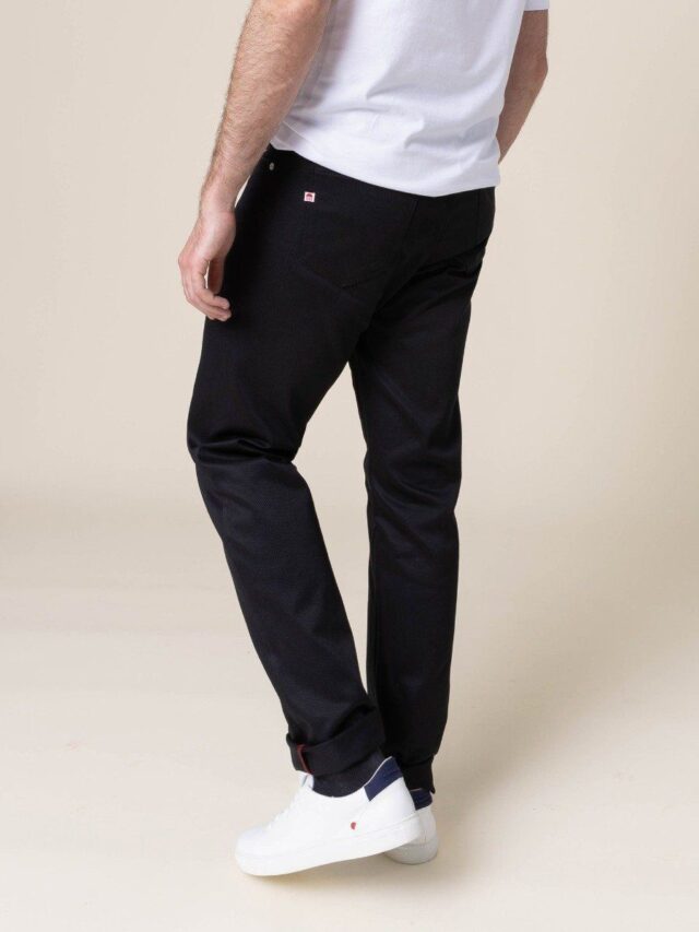 1083 - JEANS DROIT 101N coton bio denimoriginal uni noir Homme