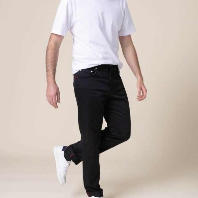1083 - JEANS DROIT 101N coton bio denimoriginal uni noir Homme