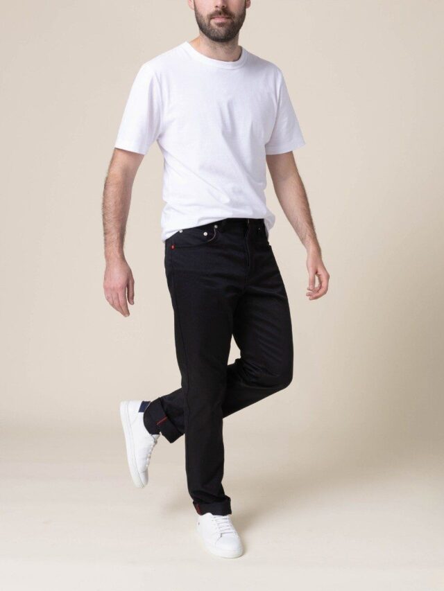 1083 - JEANS DROIT 101N coton bio denimoriginal uni noir Homme