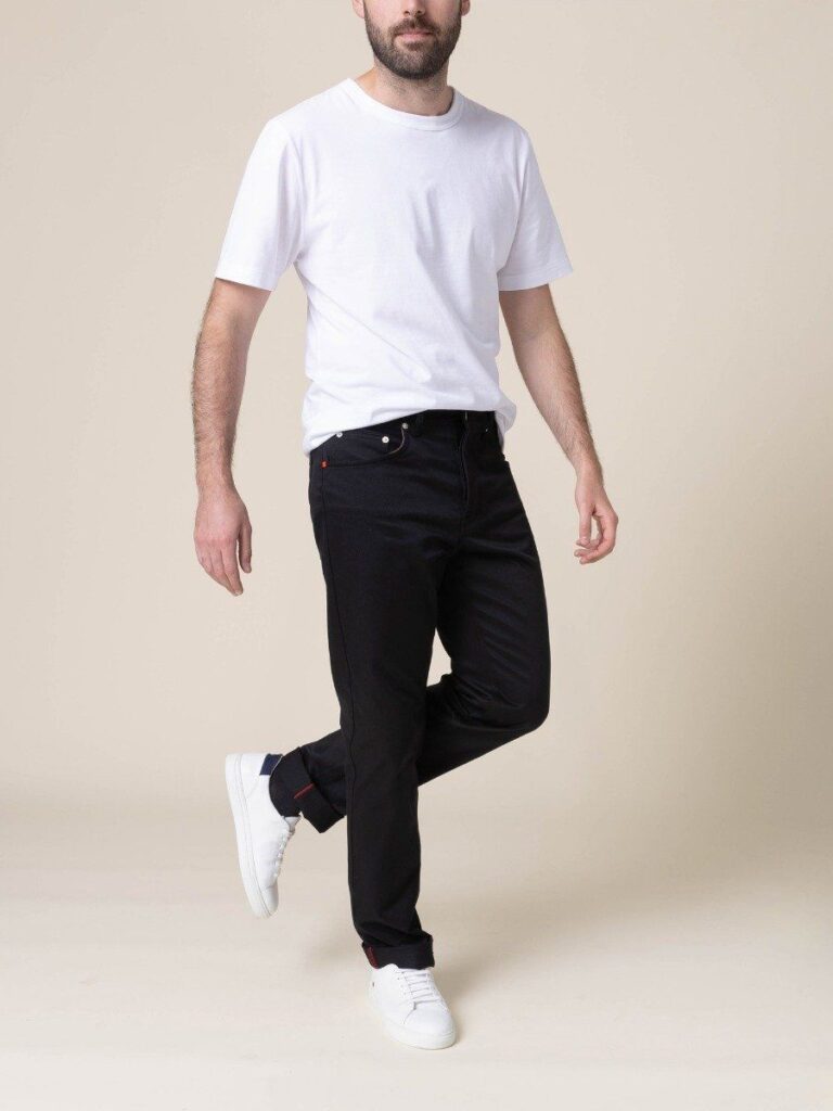 1083 - JEANS DROIT 101N coton bio denimoriginal uni noir Homme