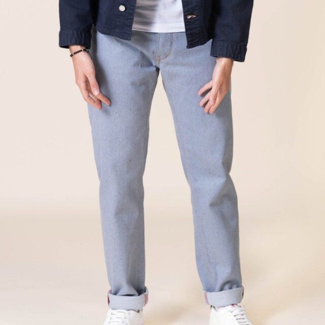 1083 - JEANS AJUSTE 103N coton francais superdenim recycle bleu clair