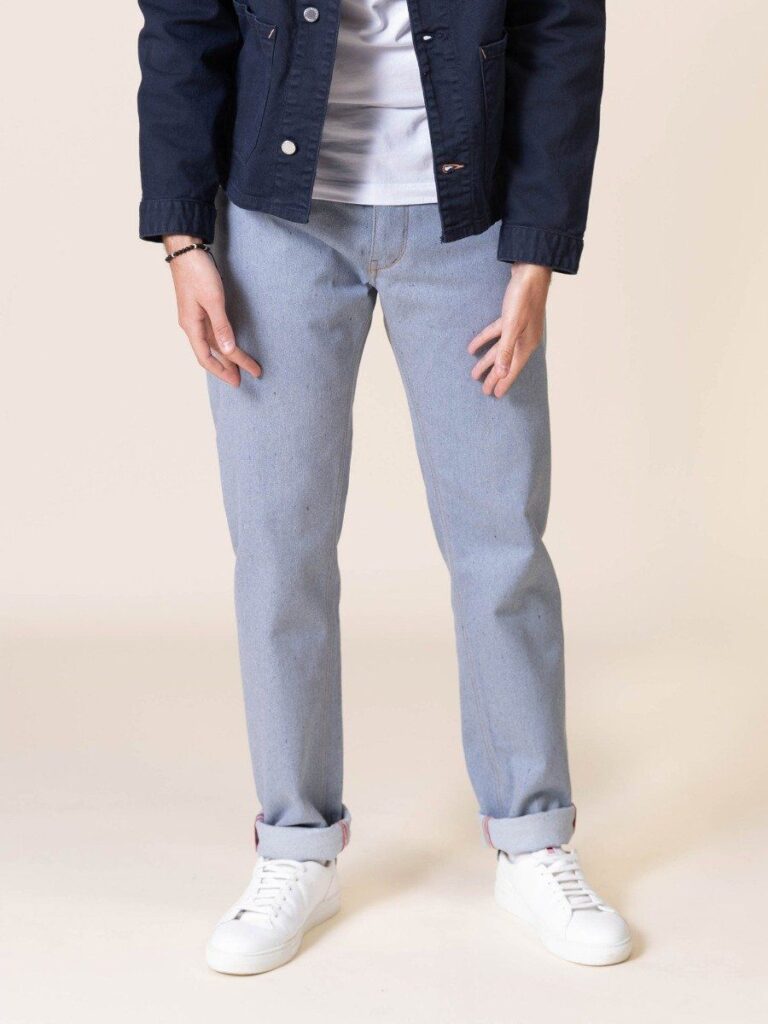 1083 - JEANS AJUSTE 103N coton francais superdenim recycle bleu clair