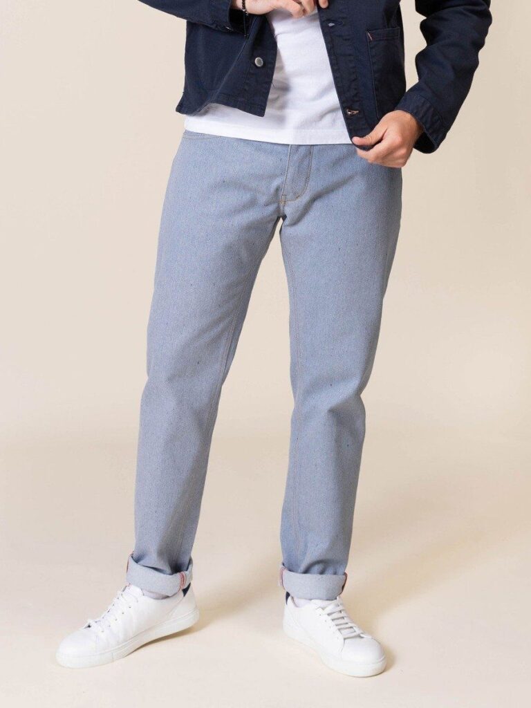 1083 - JEANS AJUSTE 103N coton francais superdenim recycle bleu clair