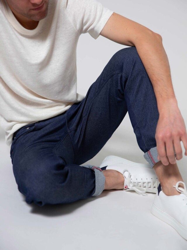 1083 - JEANS SLIM 104N FUSELE coton bio microdenim doubleflex indigo brut