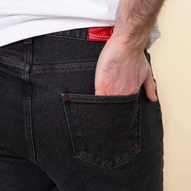 1083 - JEANS AJUSTE 105N DELAVE ATHLETIQUE coton bio superdenim flex noir graphite
