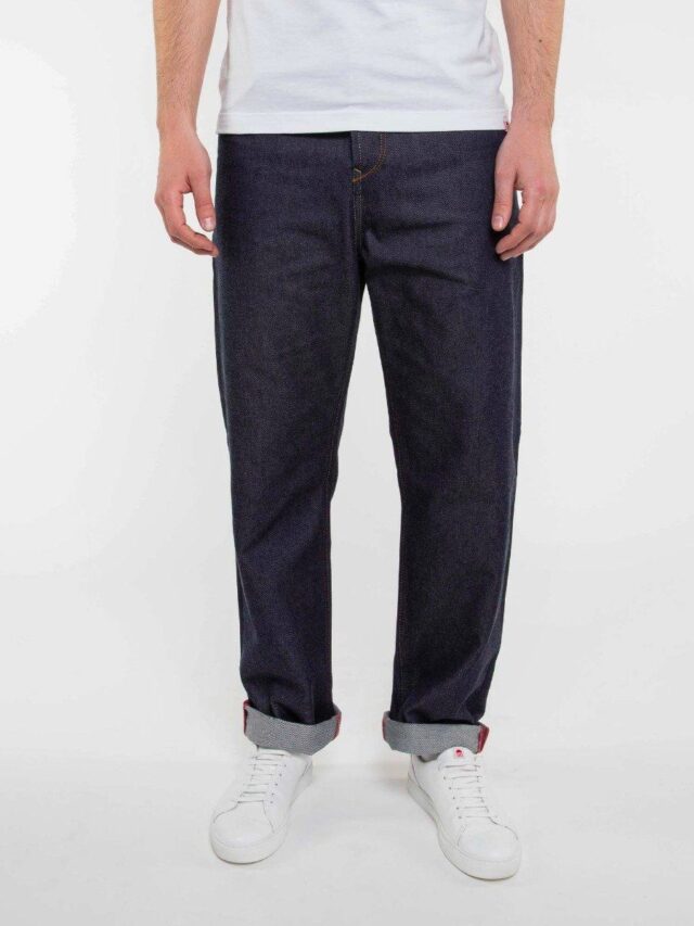 1083 - JEANS TAILLE HAUTE LARGE 115N INTEMPOREL coton bio superdenim classique indigo brut
