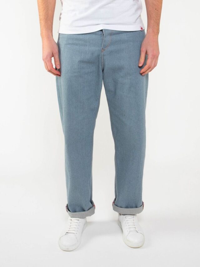 1083 - JEANS LARGE 115N coton francais superdenim recycle bleu clair