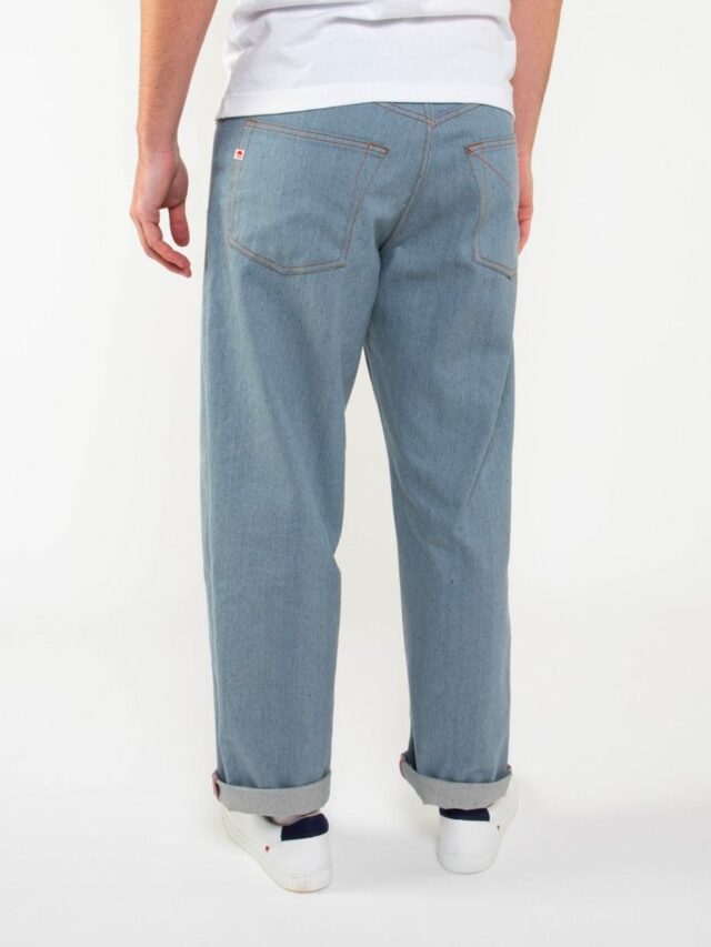 1083 - JEANS LARGE 115N coton francais superdenim recycle bleu clair