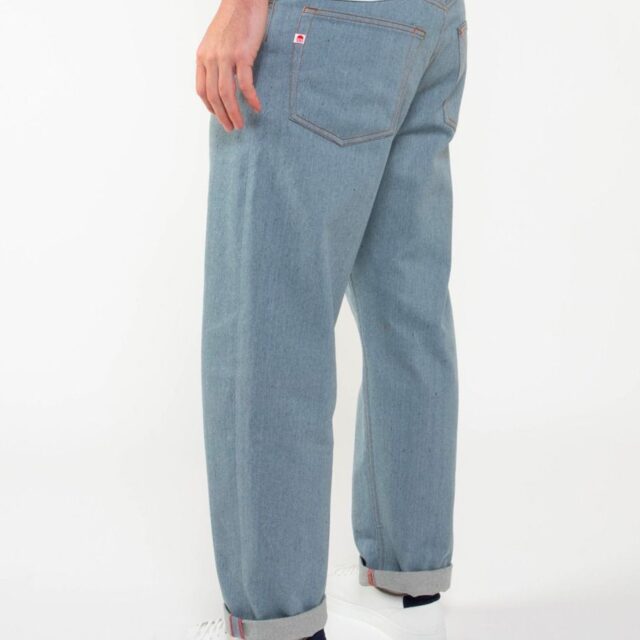 1083 - JEANS LARGE 115N coton francais superdenim recycle bleu clair