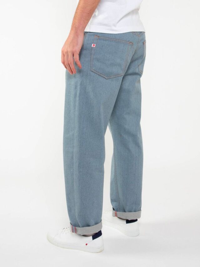 1083 - JEANS LARGE 115N coton francais superdenim recycle bleu clair