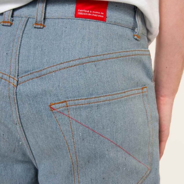 1083 - JEANS LARGE 115N coton francais superdenim recycle bleu clair