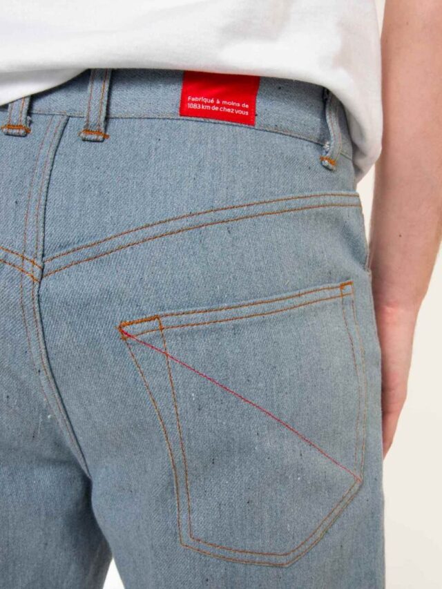 1083 - JEANS LARGE 115N coton francais superdenim recycle bleu clair