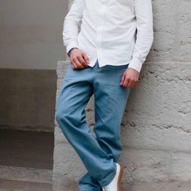 1083 - JEANS LARGE 115N coton francais superdenim recycle bleu clair